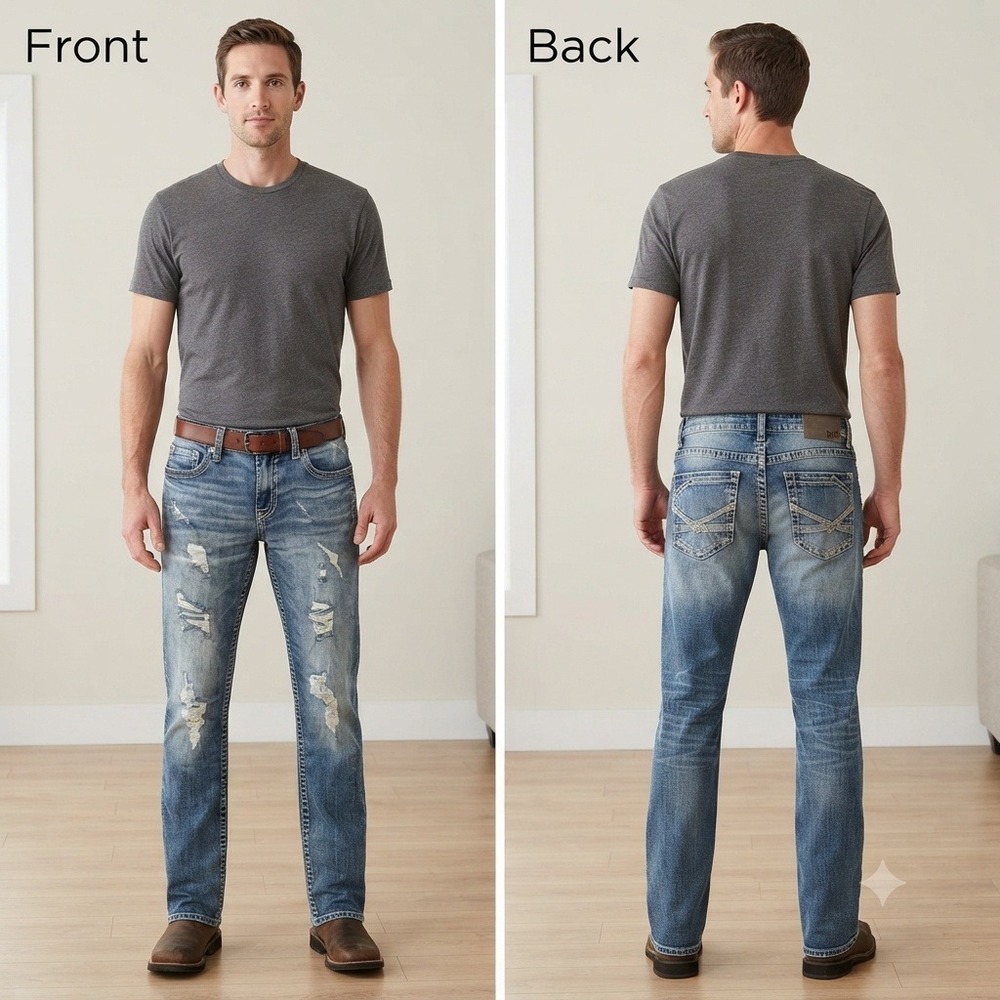 BKE Alec Slim Fit Distressed Jeans 27x32 Blue Light Wash Mens Stretch Denim